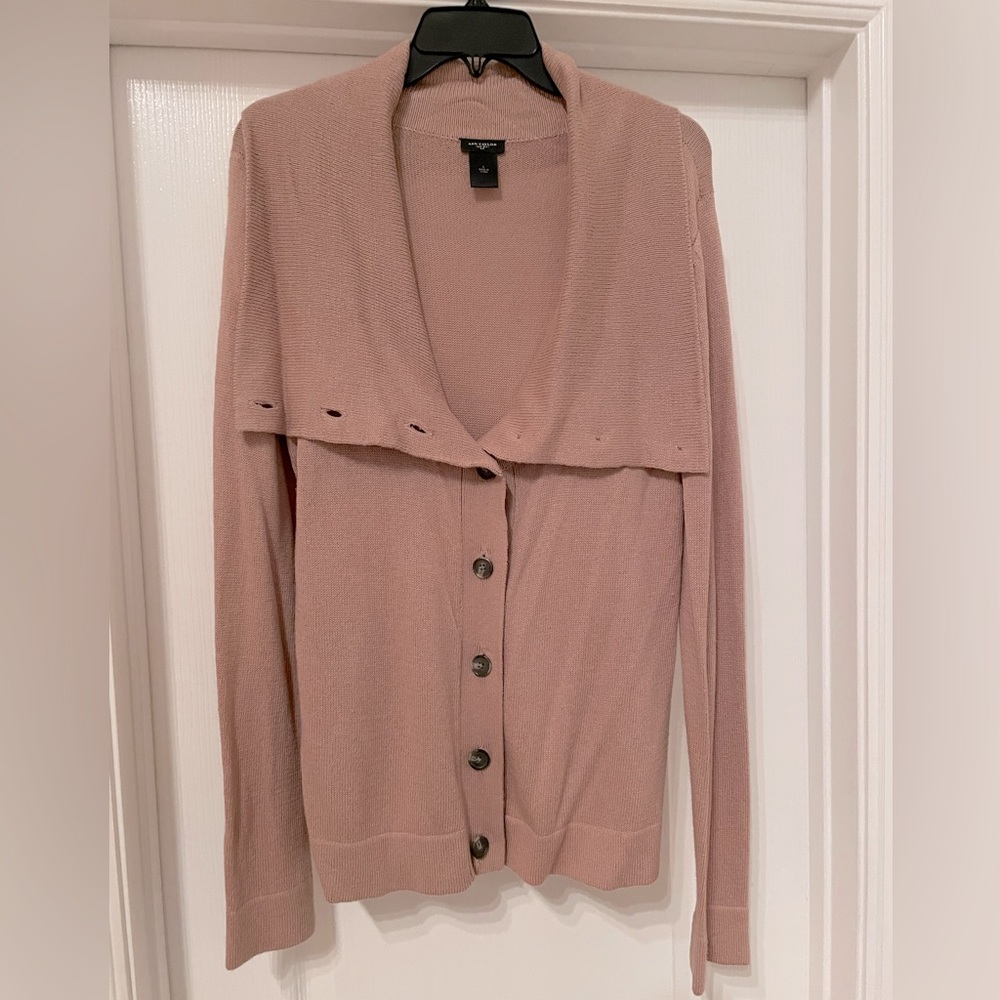 Ann Taylor long sleeve button front cardigan sweater size Large- terracotta